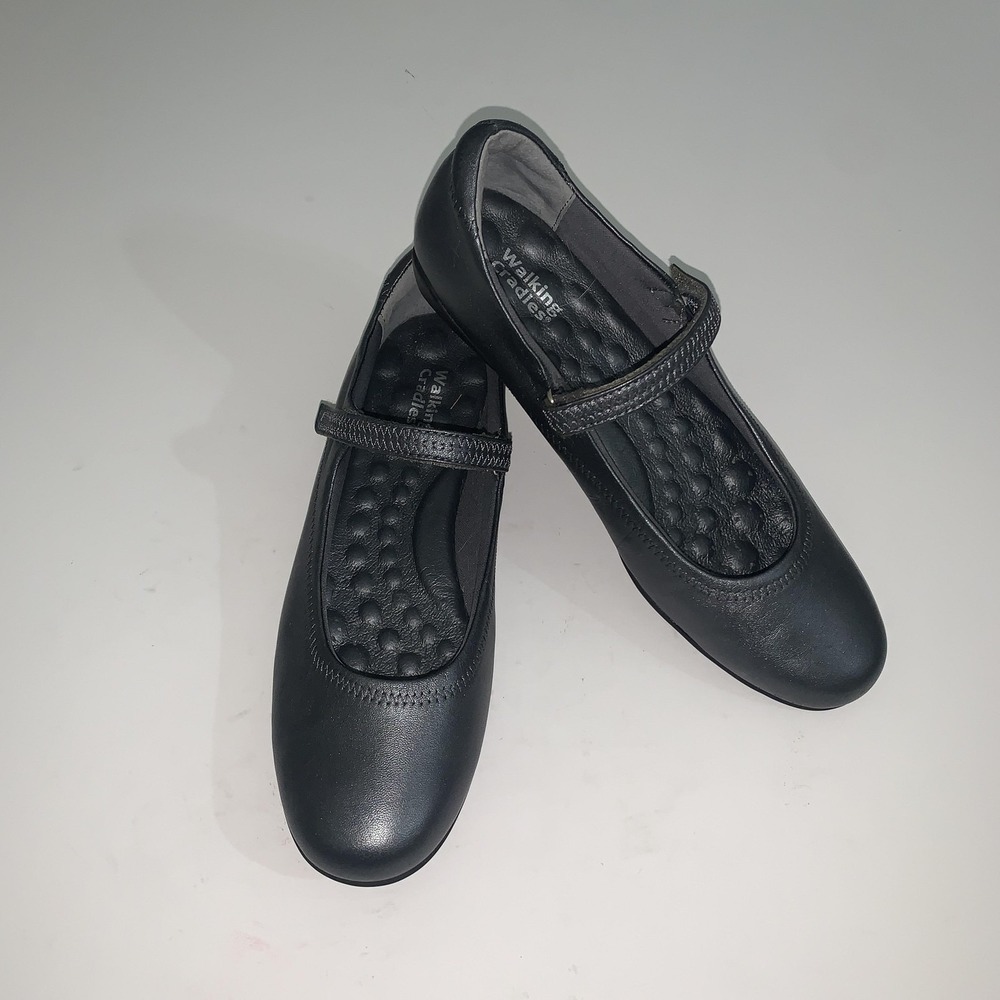 Walking Cradles Mary Jane Shoes Womens Size 10 Black Leather  Flats Comfort